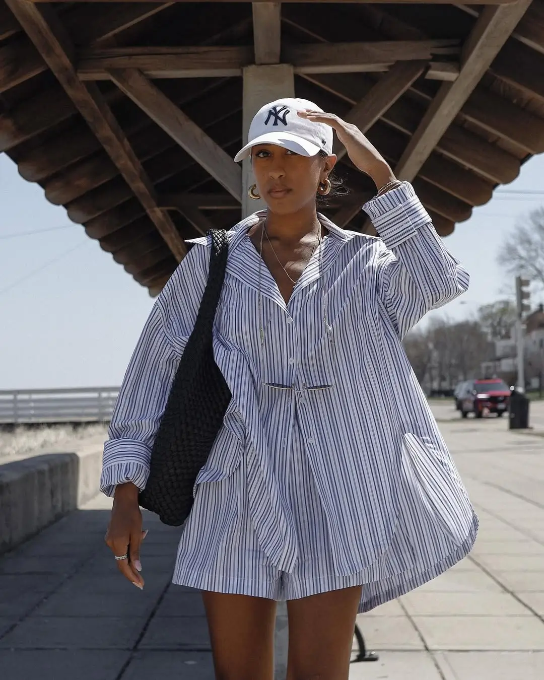 oversized outfits summer 2026 Striped Volume and Sporty Street Energy