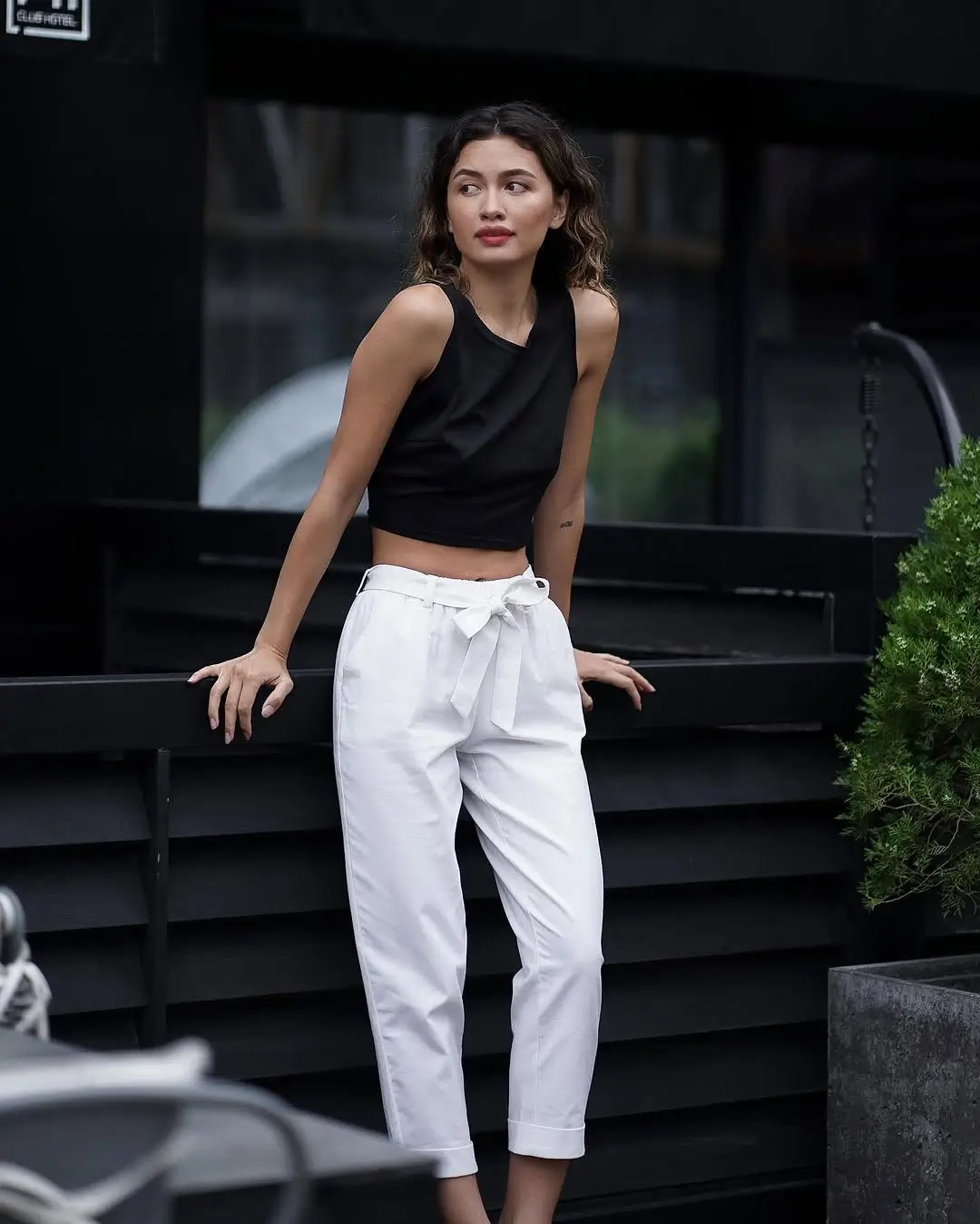 pant outfits summer 2026 Casual Contrast with Black and White Ease