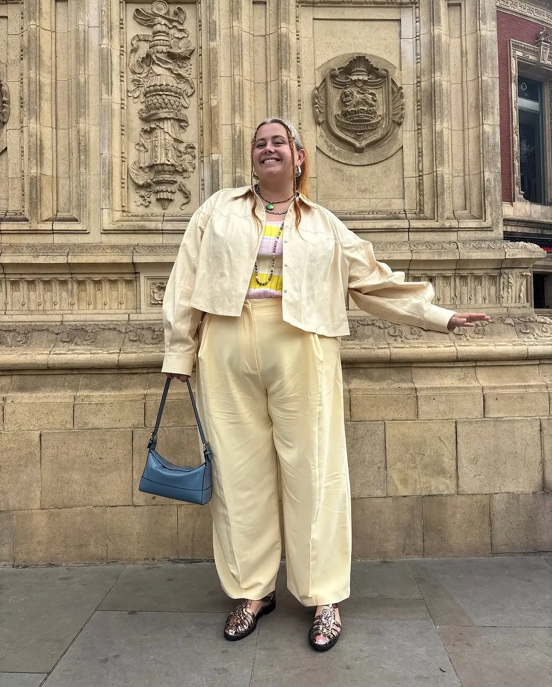 plus size summer outfits 2026 Light Neutral Set with Relaxed Trousers for City Days