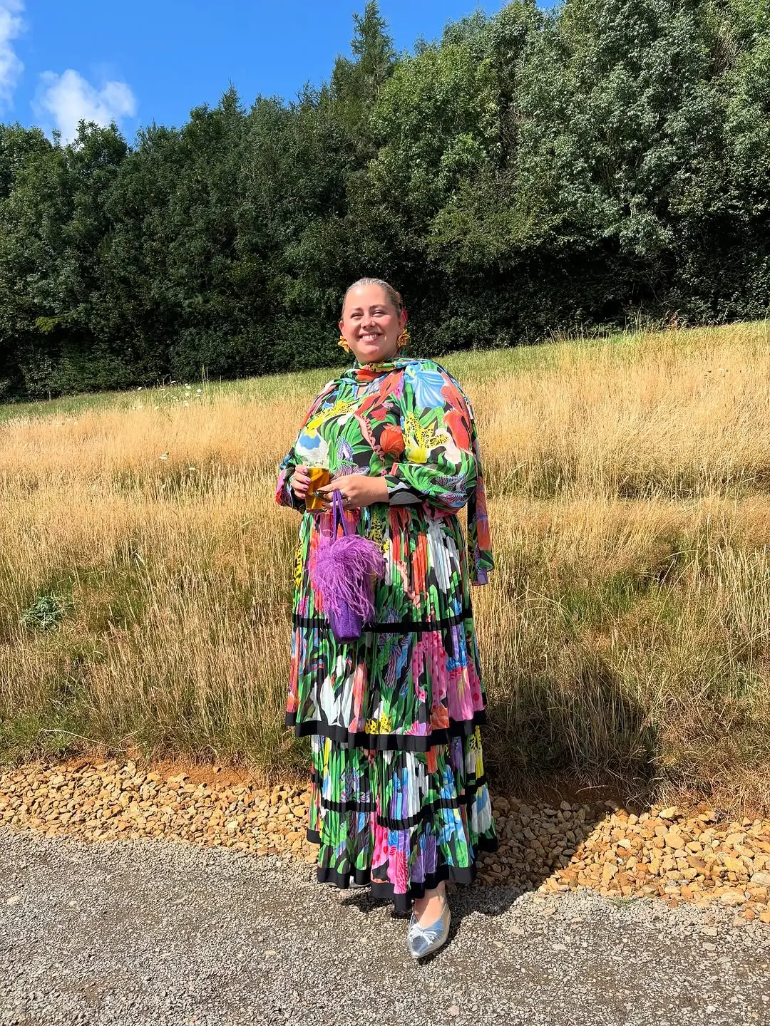 plus size summer outfits 2026 Statement Printed Dress with Bold Artistic Layers