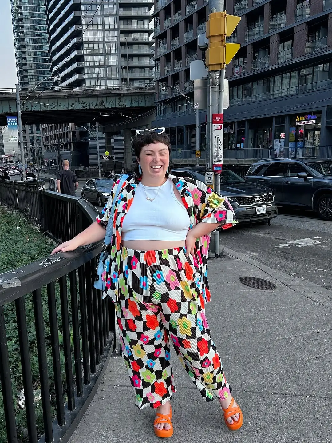 plus size summer outfits 2026 Playful Printed Set with a Bright Urban Mood