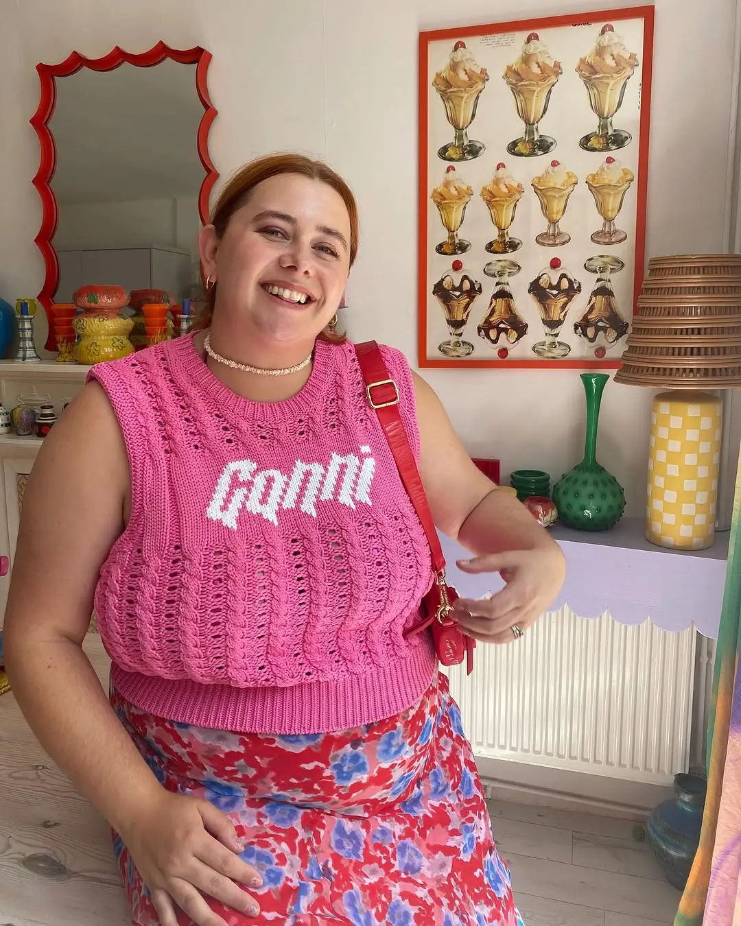 plus size summer outfits 2026 Playful Knit and Printed Skirt with a Retro Twist