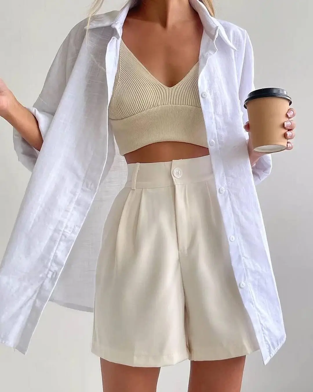 shorts outfit summer 2026 White Linen Layers for Soft Minimal Days