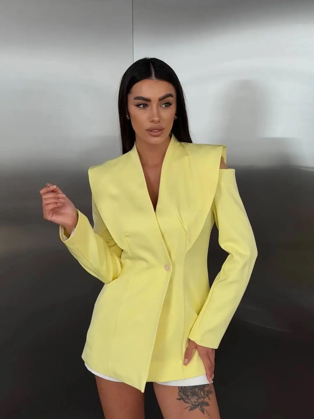 shorts outfit summer 2026 Structured Yellow Blazers with Shorts Energy