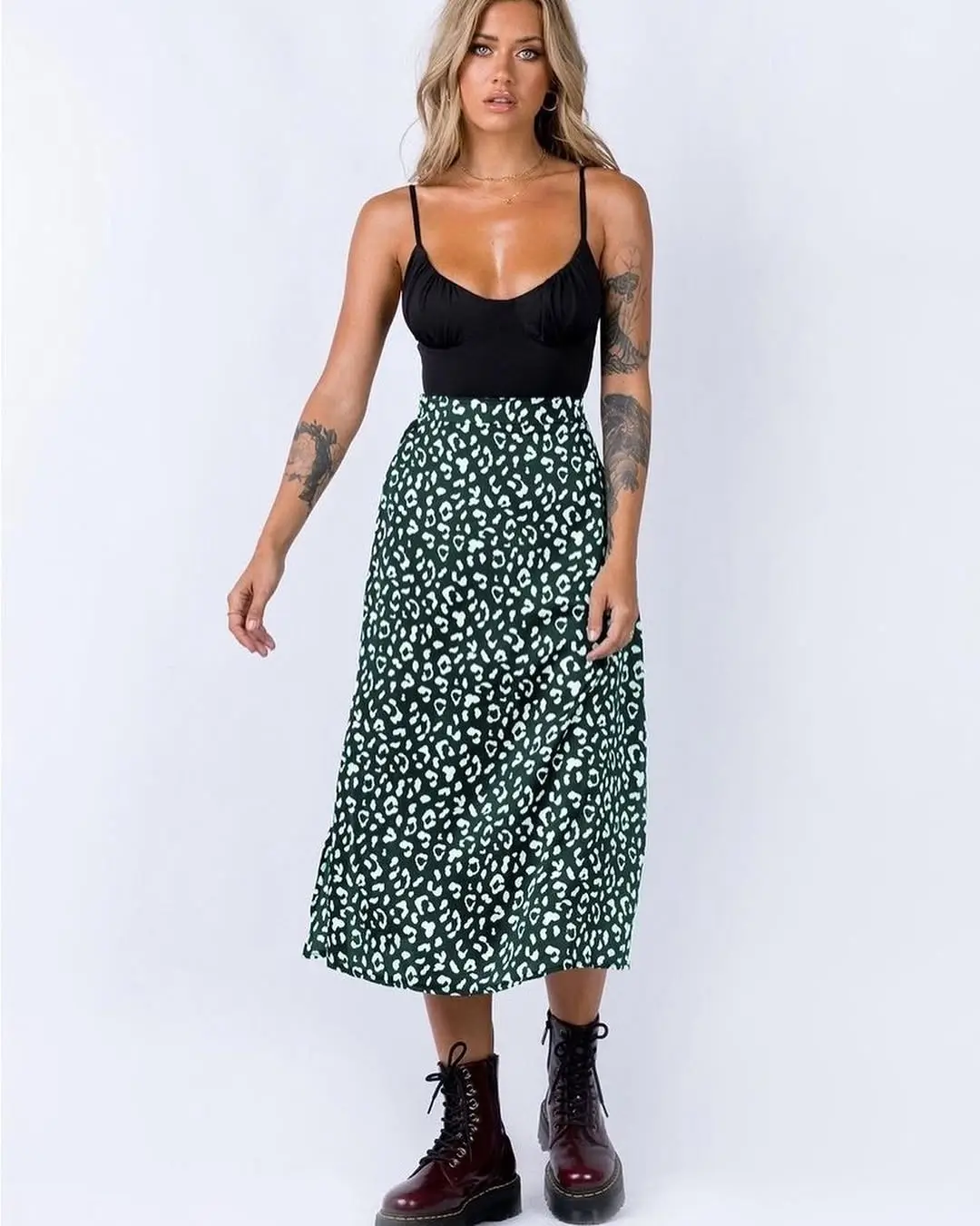 skirt outfits summer 2026 Edgy contrast with long silhouettes