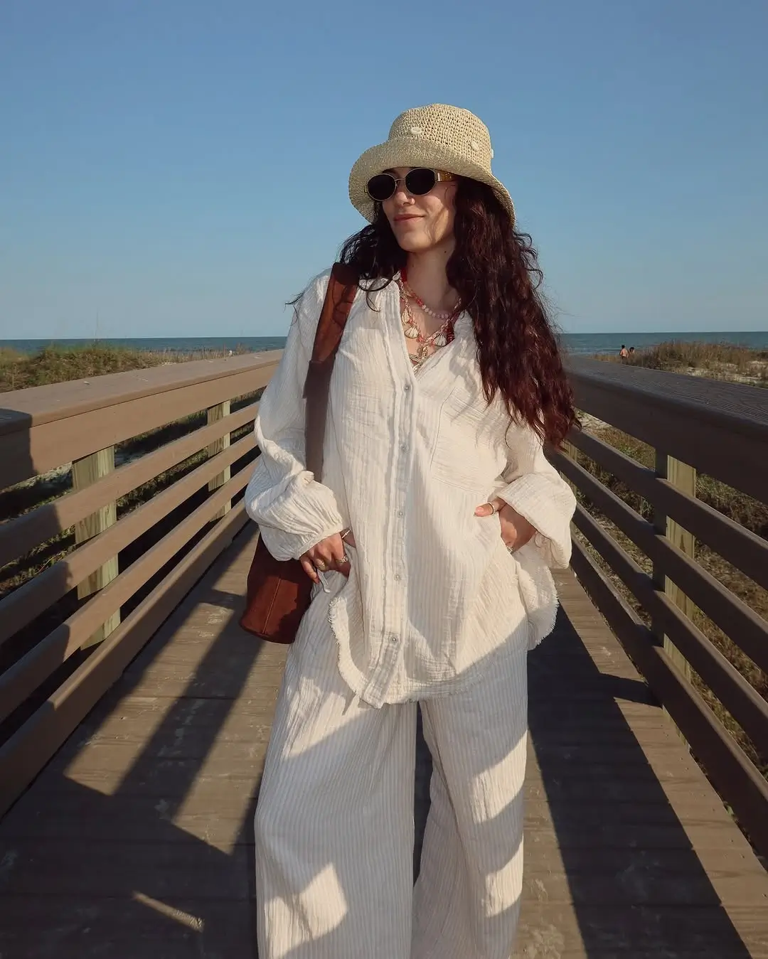 summer beach outfit 2026 Relaxed Linen Set For Casual Beach Days