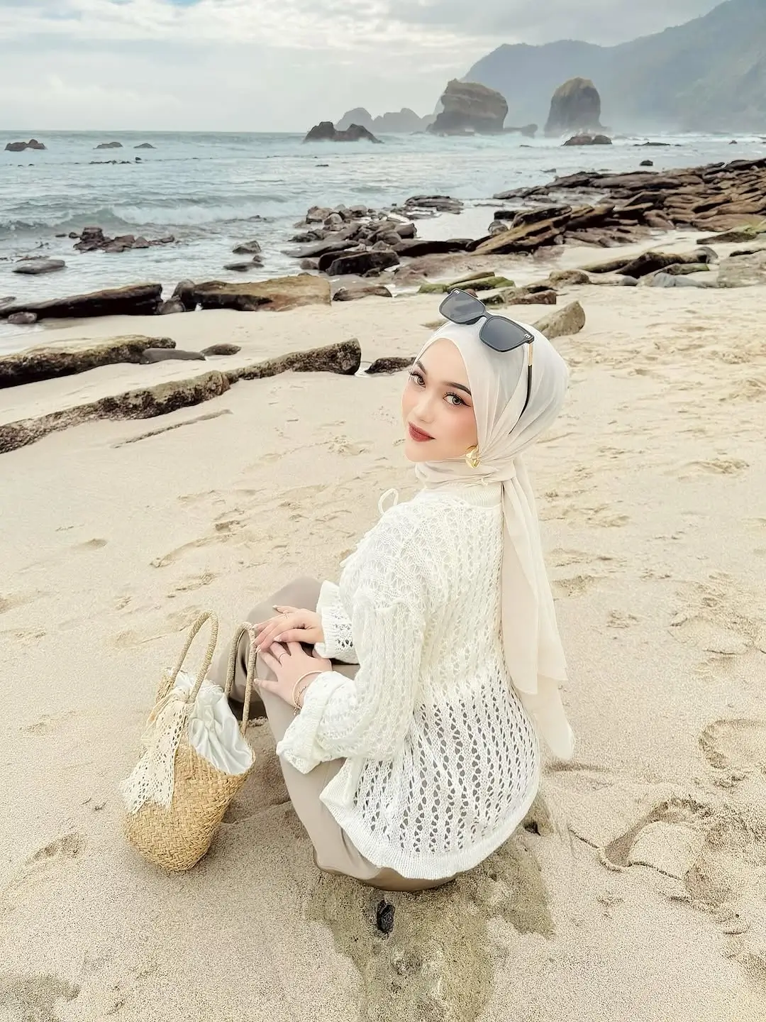 summer beach outfit 2026 Soft Modest Layers by the Shore