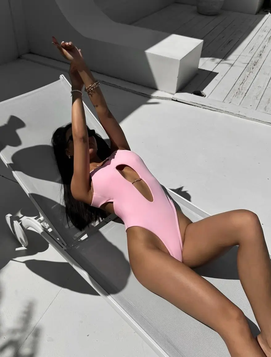 summer beach outfit 2026 Soft Pink One-Piece That Does All the Talking