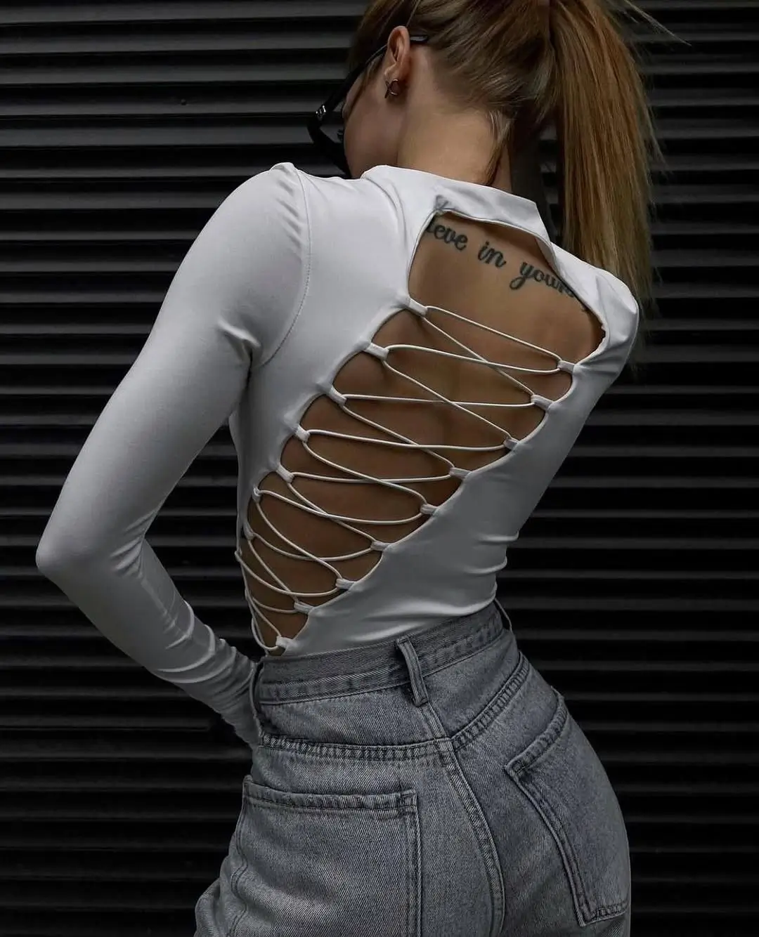 summer bodysuit outfits 2026 Open Back Energy in Clean White