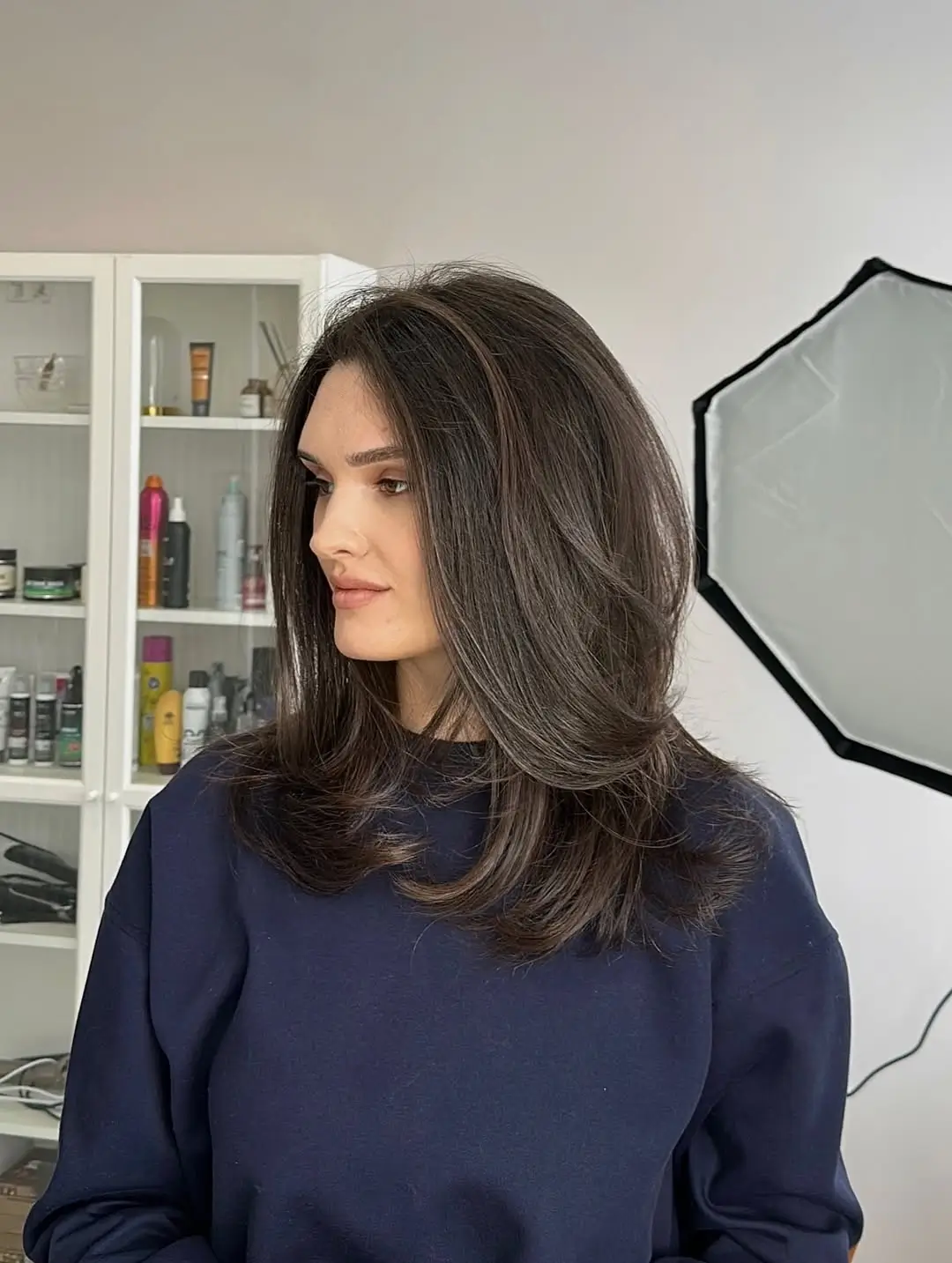 summer brunette hair color for women 2026 Classic Rich Brunette Blowout with Volume