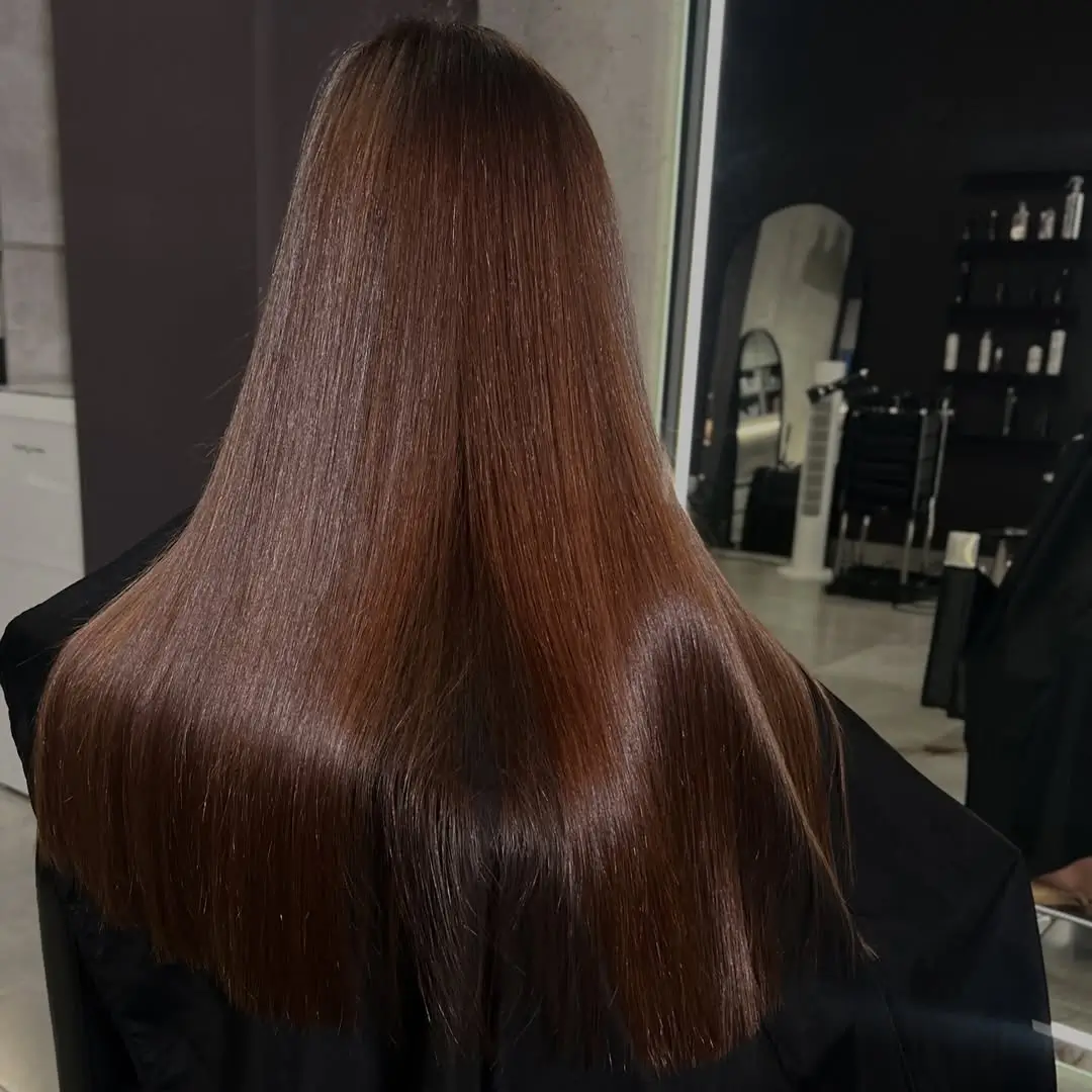 summer brunette hair color for women 2026 Straight Glass Brunette with Deep Chocolate Finish