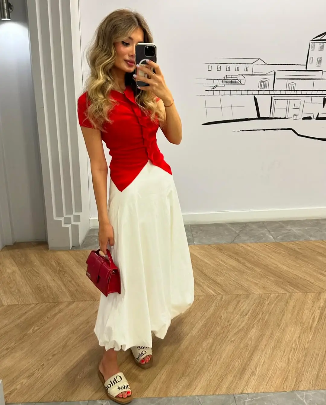 summer business casual outfit 2026 Fresh Contrast with a Feminine Color Pop