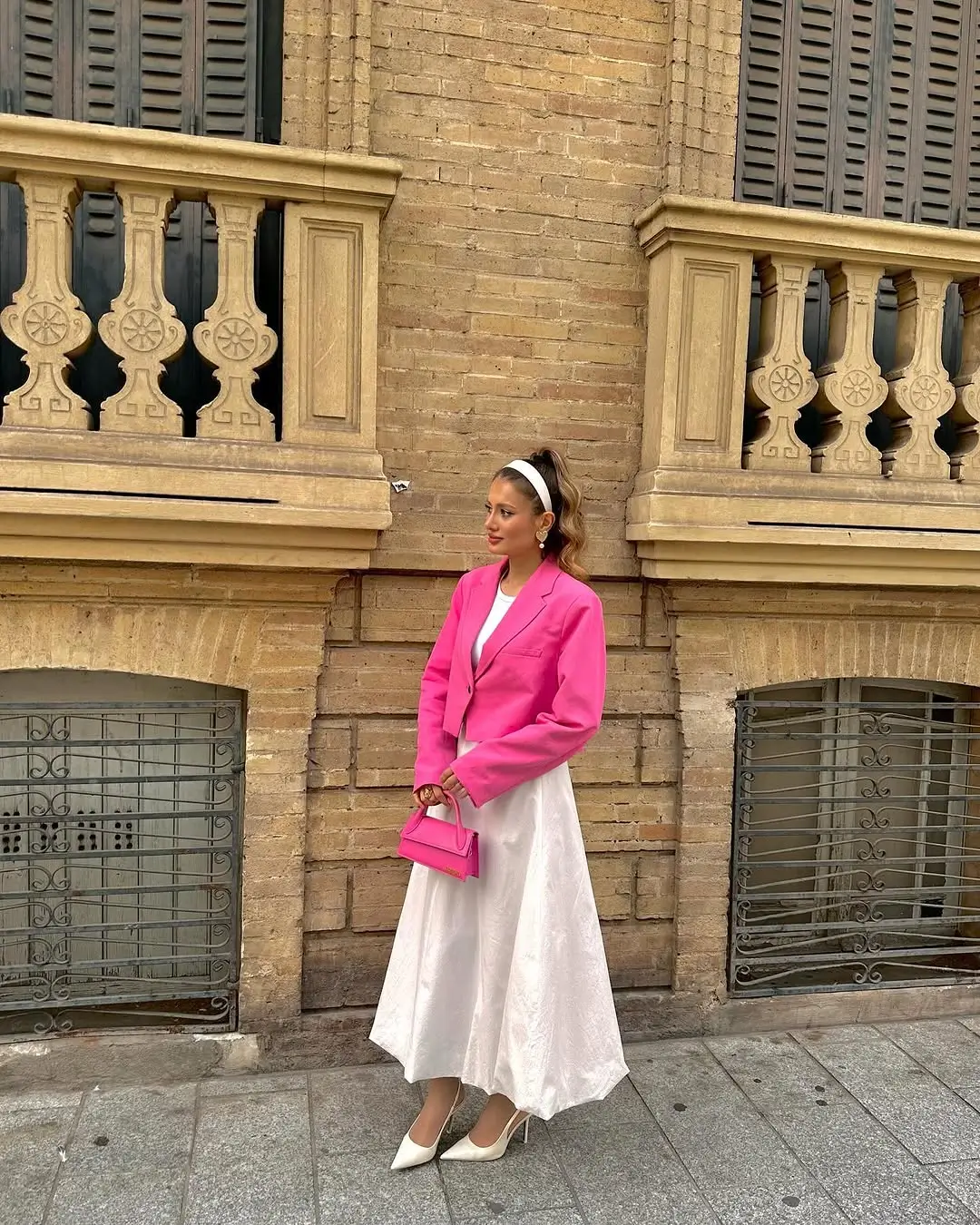 summer business casual outfit 2026 Color Pop Blazer and Soft Feminine Balance