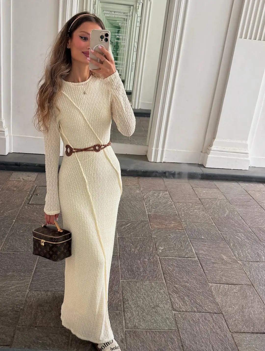 summer business casual outfit 2026 Soft Minimalism in a Textured Knit Dress
