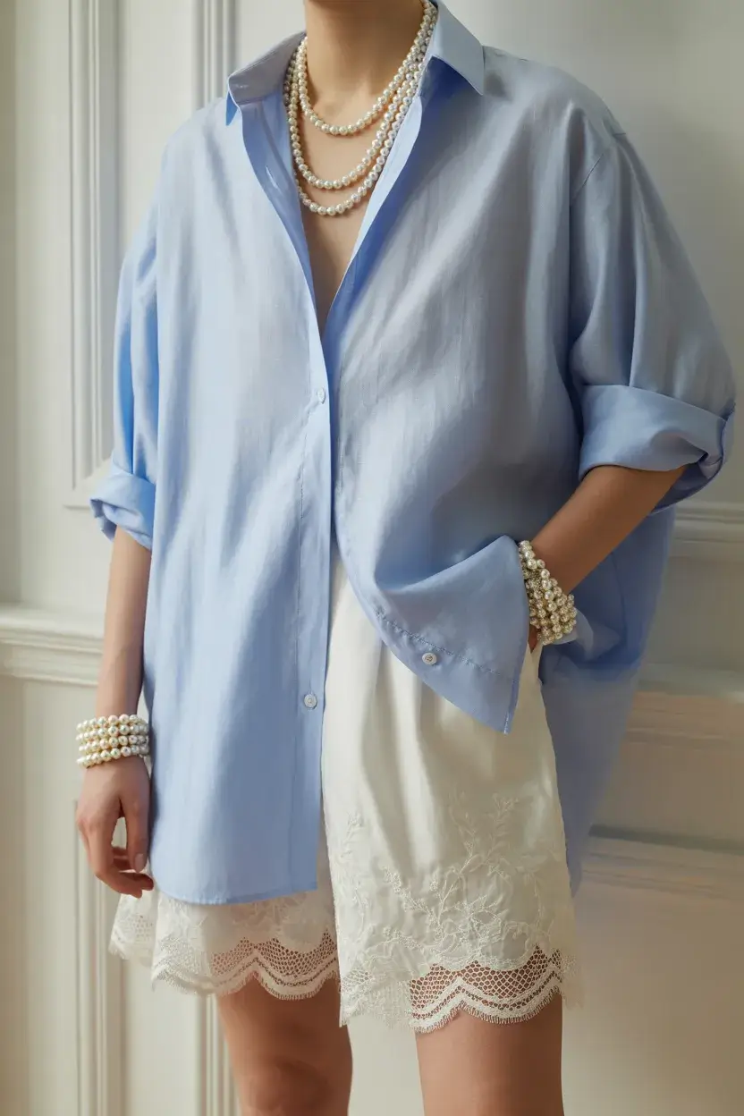 summer capsule wardrobe for women 2026 Soft Blue Shirt Styling That Feels Timeless