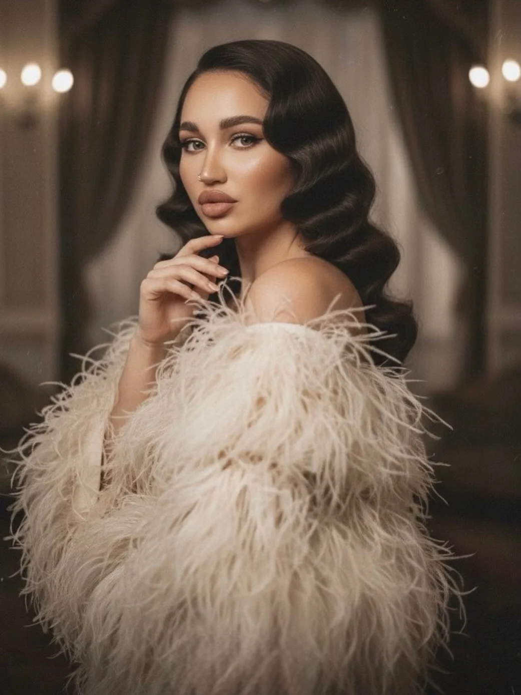 summer espresso brunette hair color for women 2026 Vintage-inspired espresso waves with sculpted shine