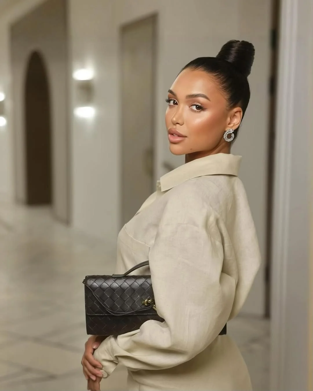 summer espresso brunette hair color for women 2026 Structured Espresso Updo with Cool Finish