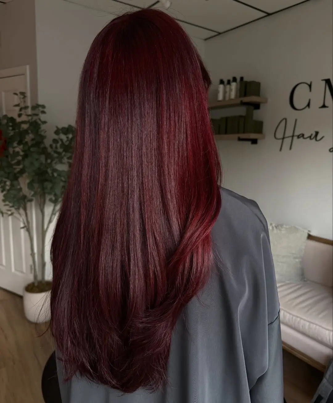 summer hair color for dark skin women 2026 Deep burgundy sleek length with rich dimension