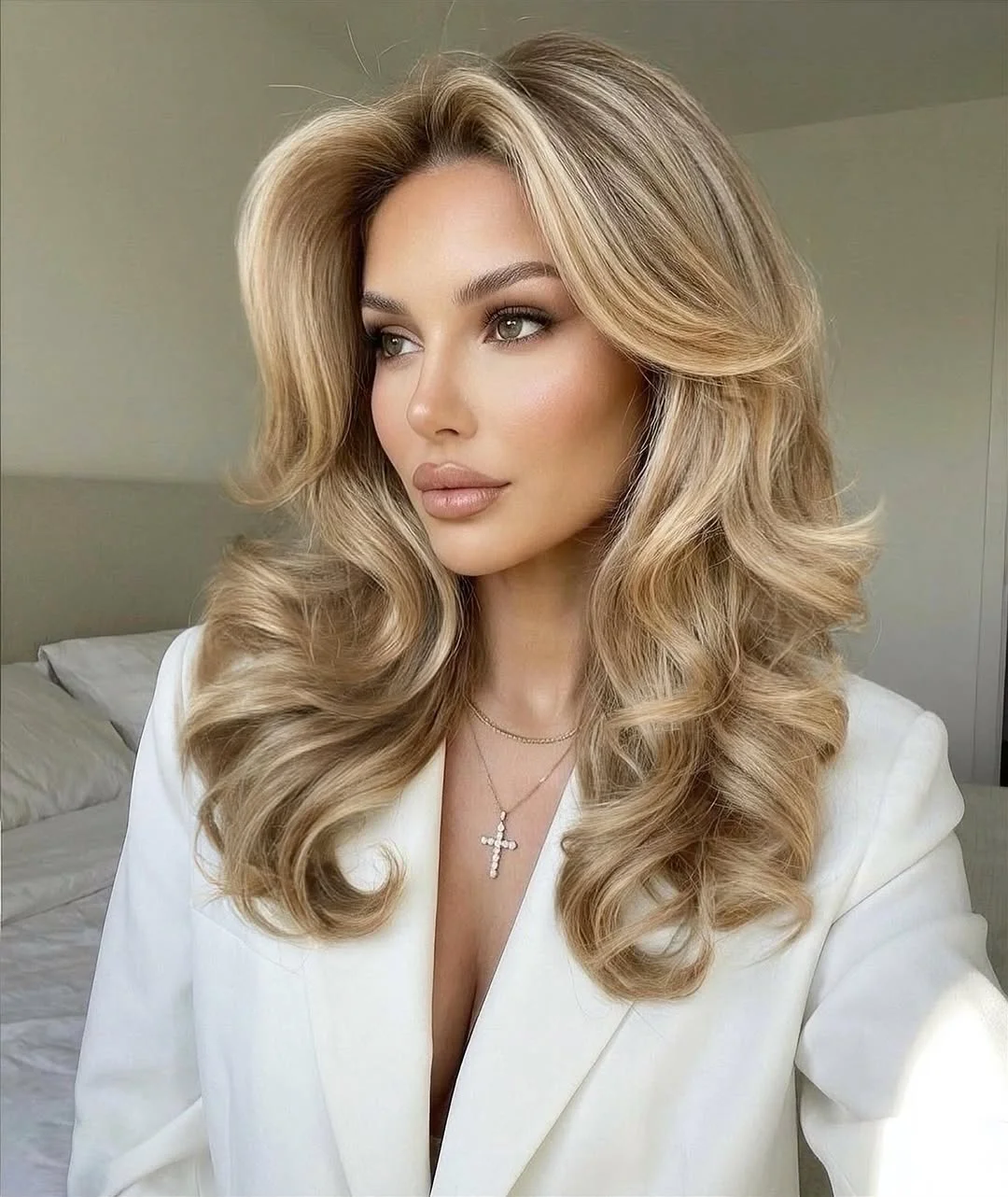 summer hair color for light skin women 2026 Voluminous Honey Blonde with Retro Movement