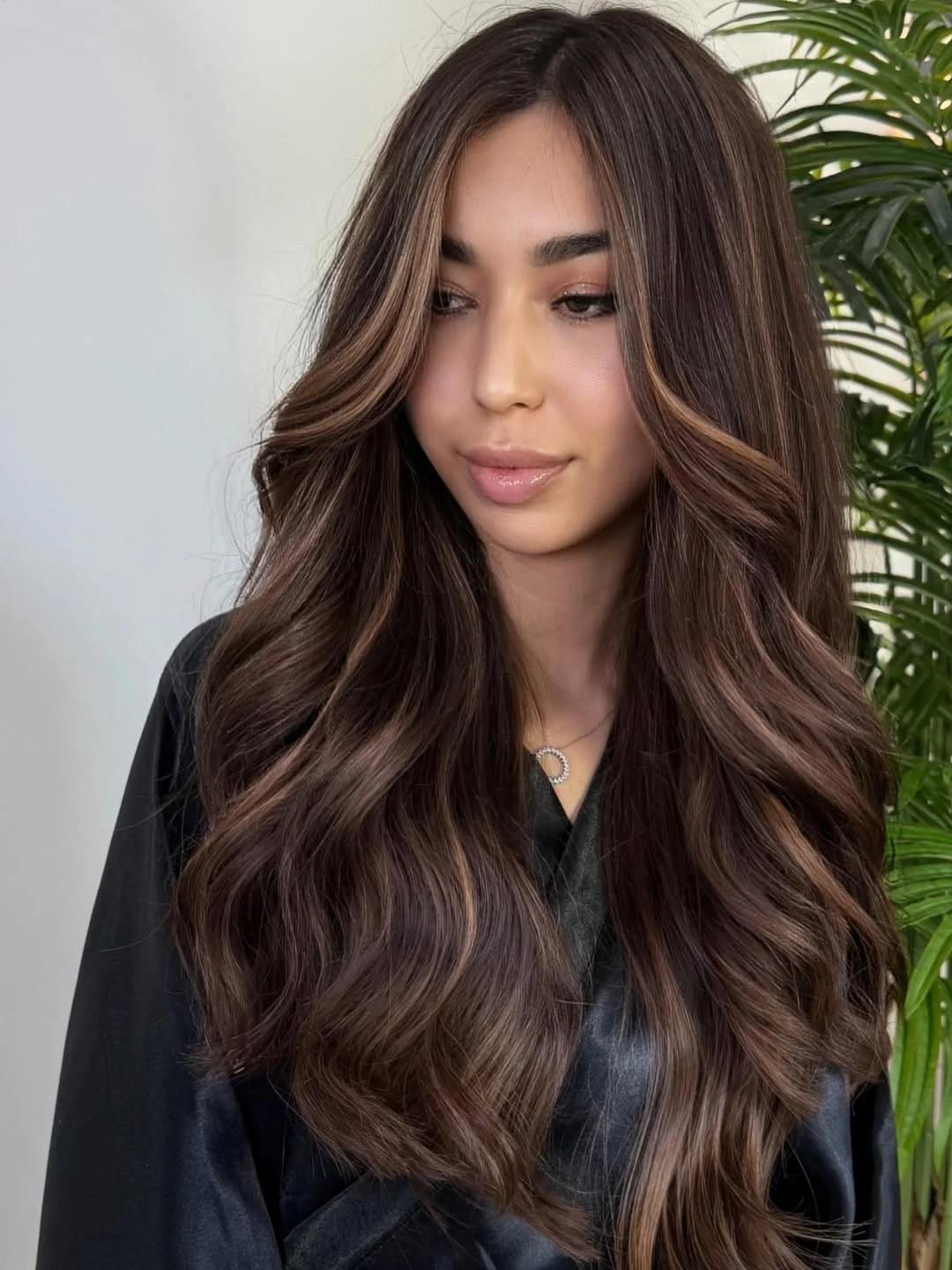 summer hair color for light skin women 2026 Soft Chocolate Waves with Face Framing Light
