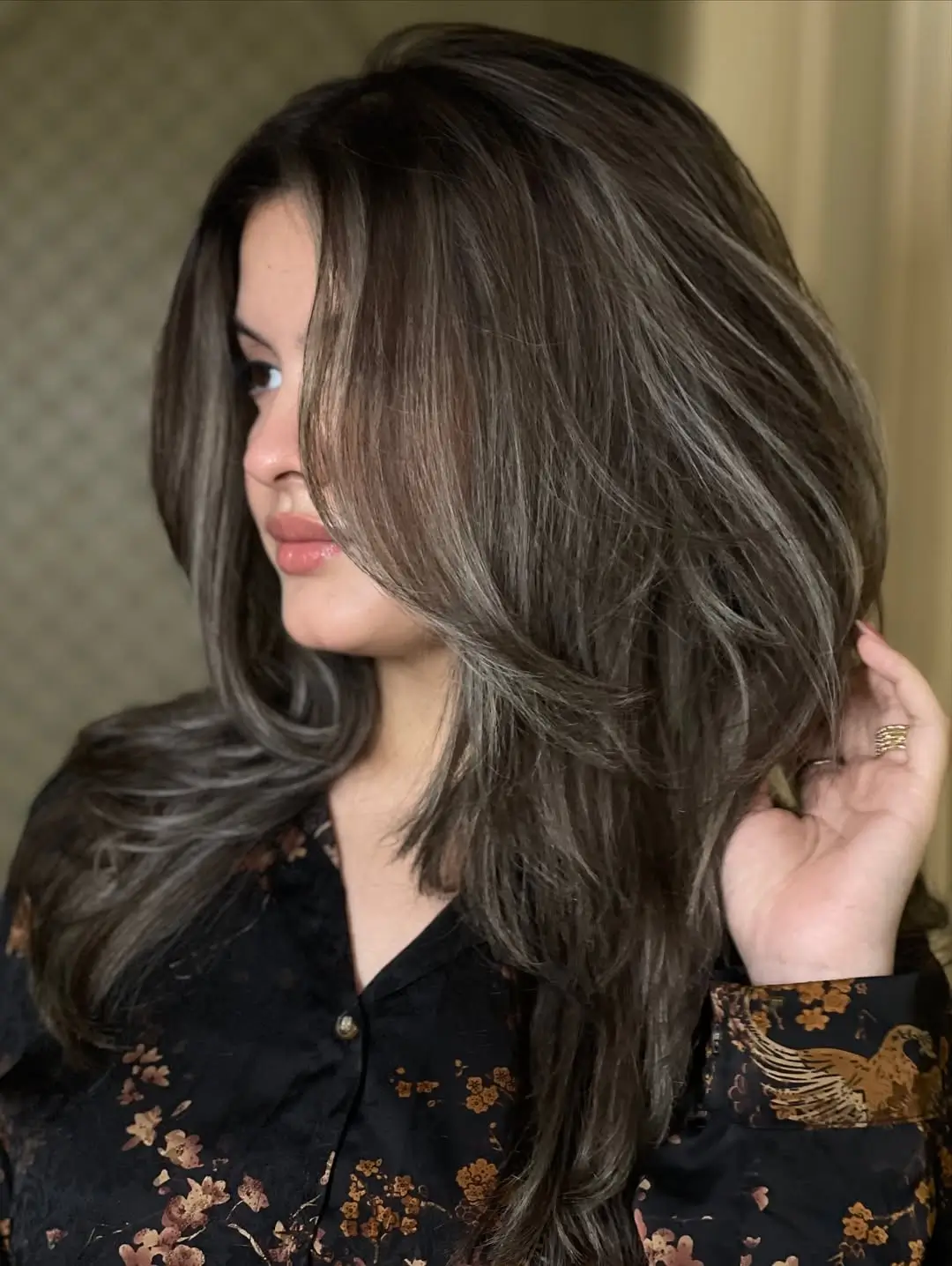 summer hair color ideas for brunette women 2026 Cool-Toned Brunette with Whispered Ash Highlights