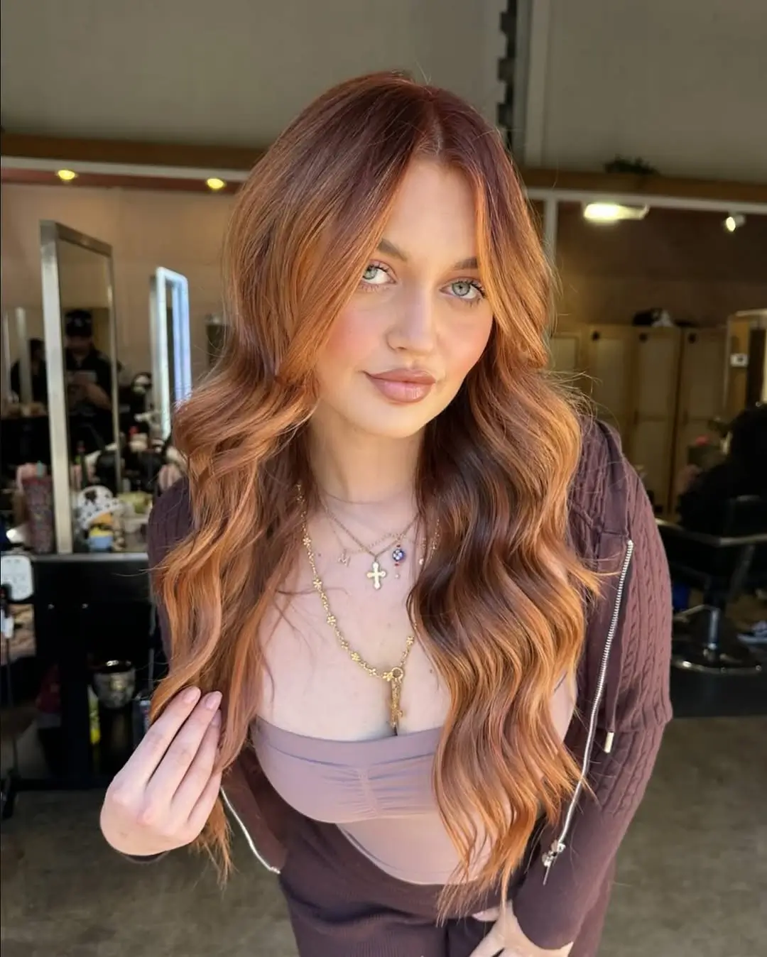 summer hair color ideas for women 2026 Warm Copper Glow with Soft Waves