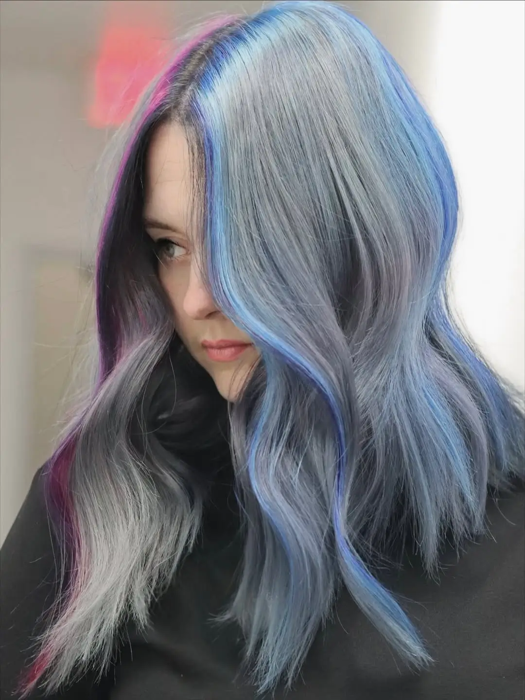 summer hair color ideas for women 2026 Smoky blue melt with cool contrast