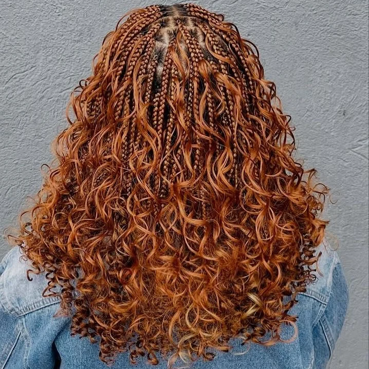 summer hairstyles for black women 2026 Copper Curly Braids with Summer Shine