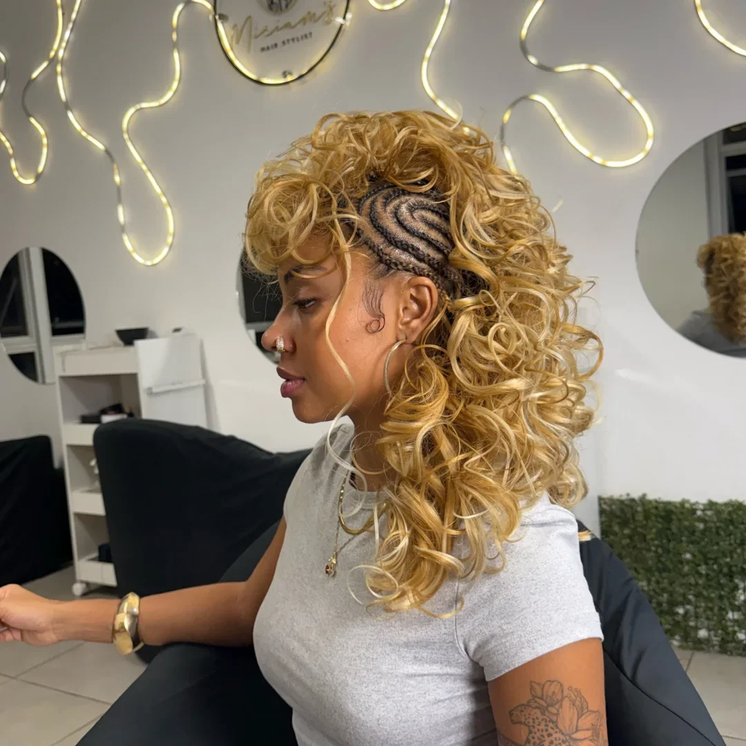 summer hairstyles for black women 2026 Blonde Curly Undercut with Braided Detail