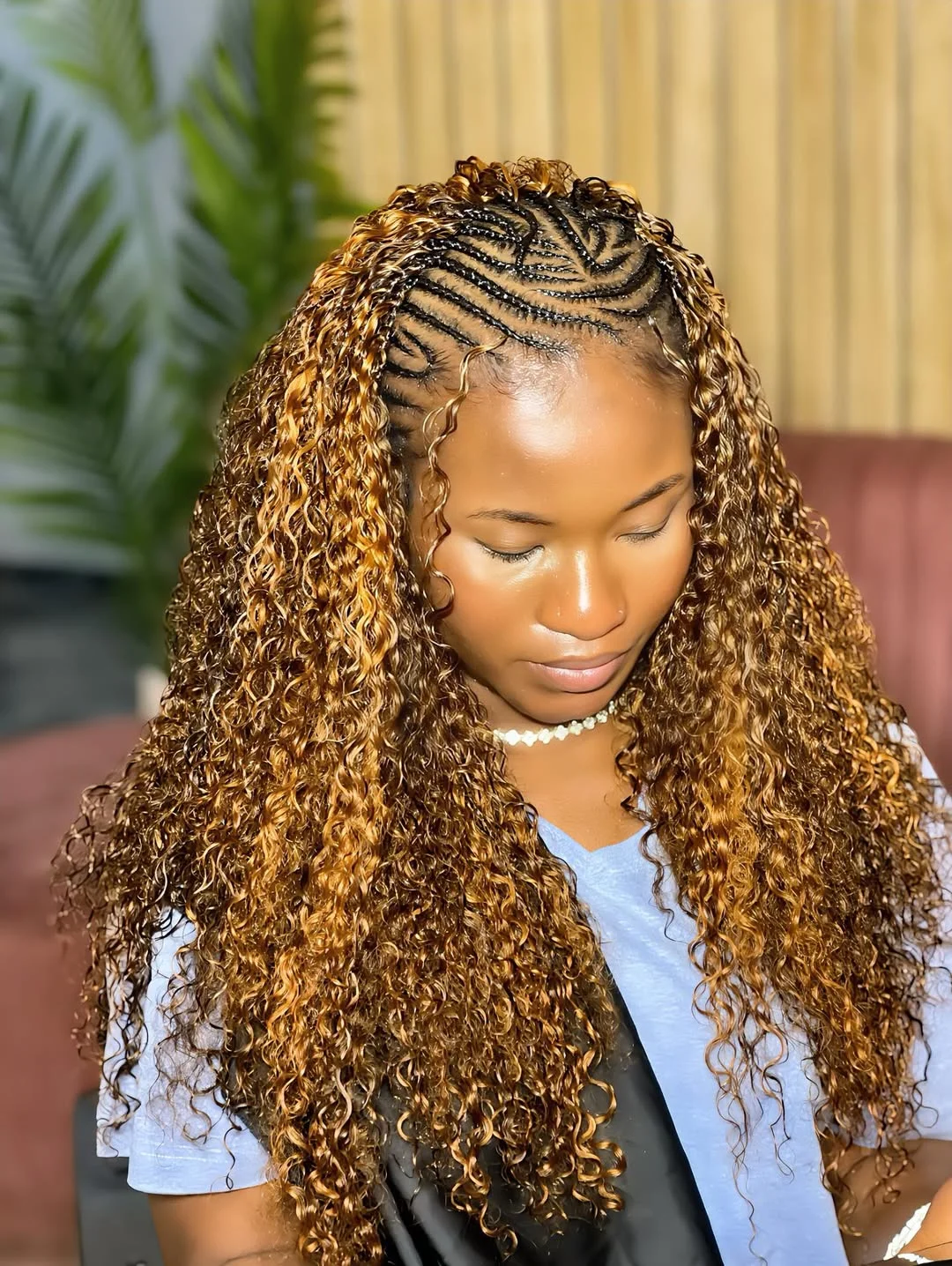 summer hairstyles for black women 2026 Golden Micro Braids with Defined Curls