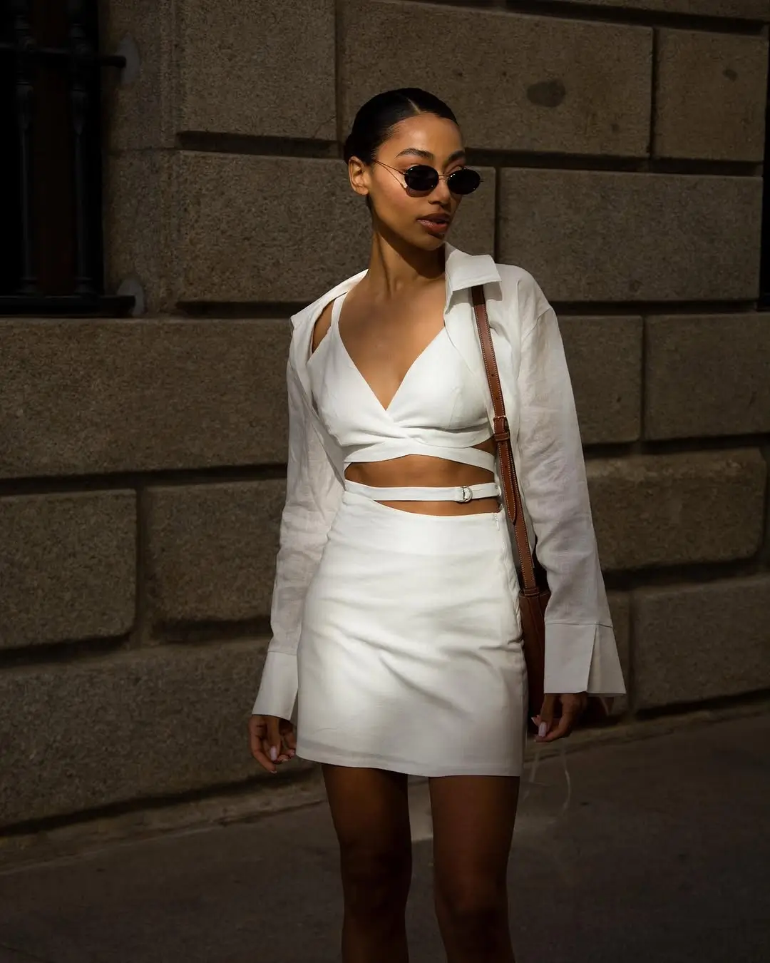 summer linen skirt outfits 2026 White Mini with Clean Minimal Lines