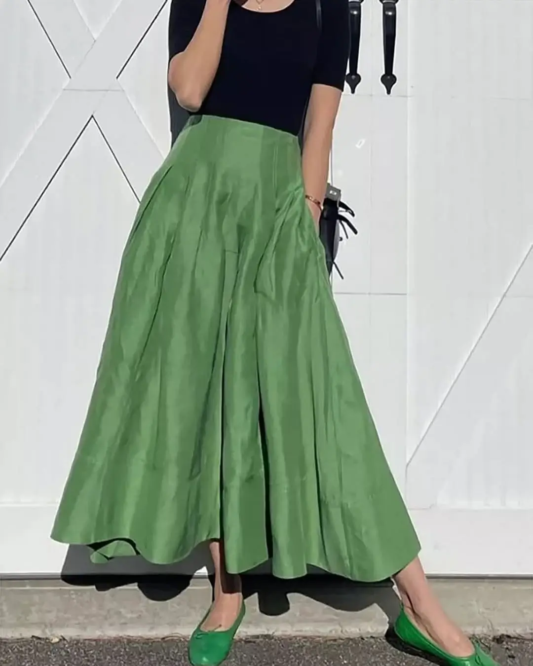summer linen skirt outfits 2026 Flowing Green Linen Maxi That Moves With You