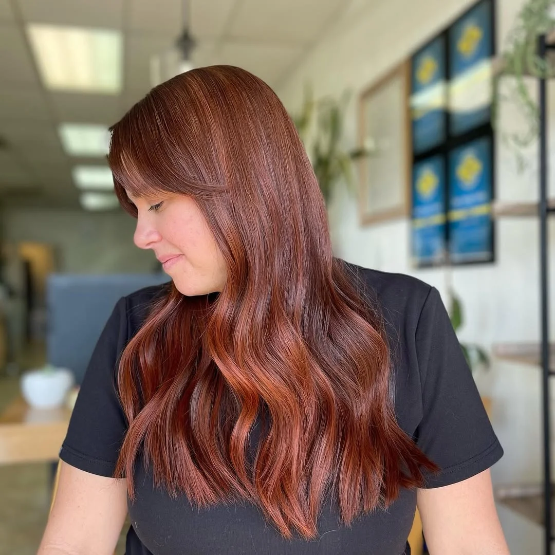 summer money piece hair color for women 2026 Soft Copper Glow with Face-Framing Warmth