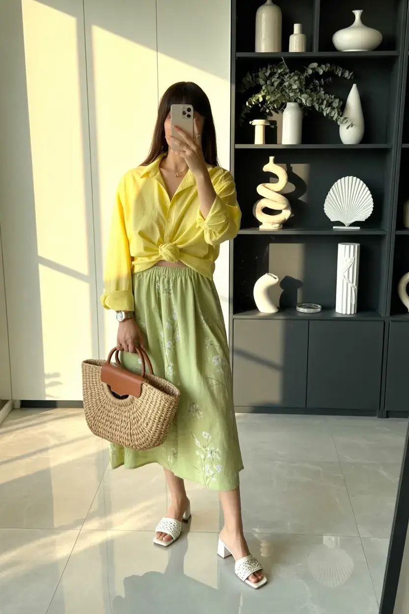 summer outfits with heels for women 2026 Lemon and Pistachio Soft Casual Done Right