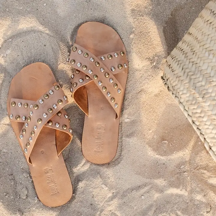 summer slides for women 2026 Studded Leather with a Beachy Attitude