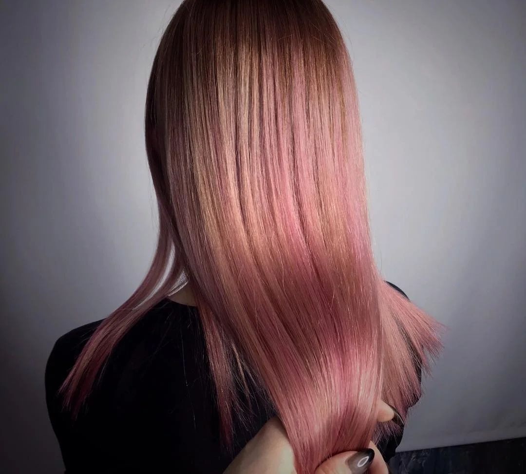 summer strawberry blonde hair color for women 2026 Rose Gold Sleek Length with a Glassy Finish