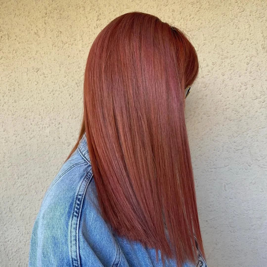 summer strawberry blonde hair color for women 2026 Deep Strawberry Straight with a Polished Edge