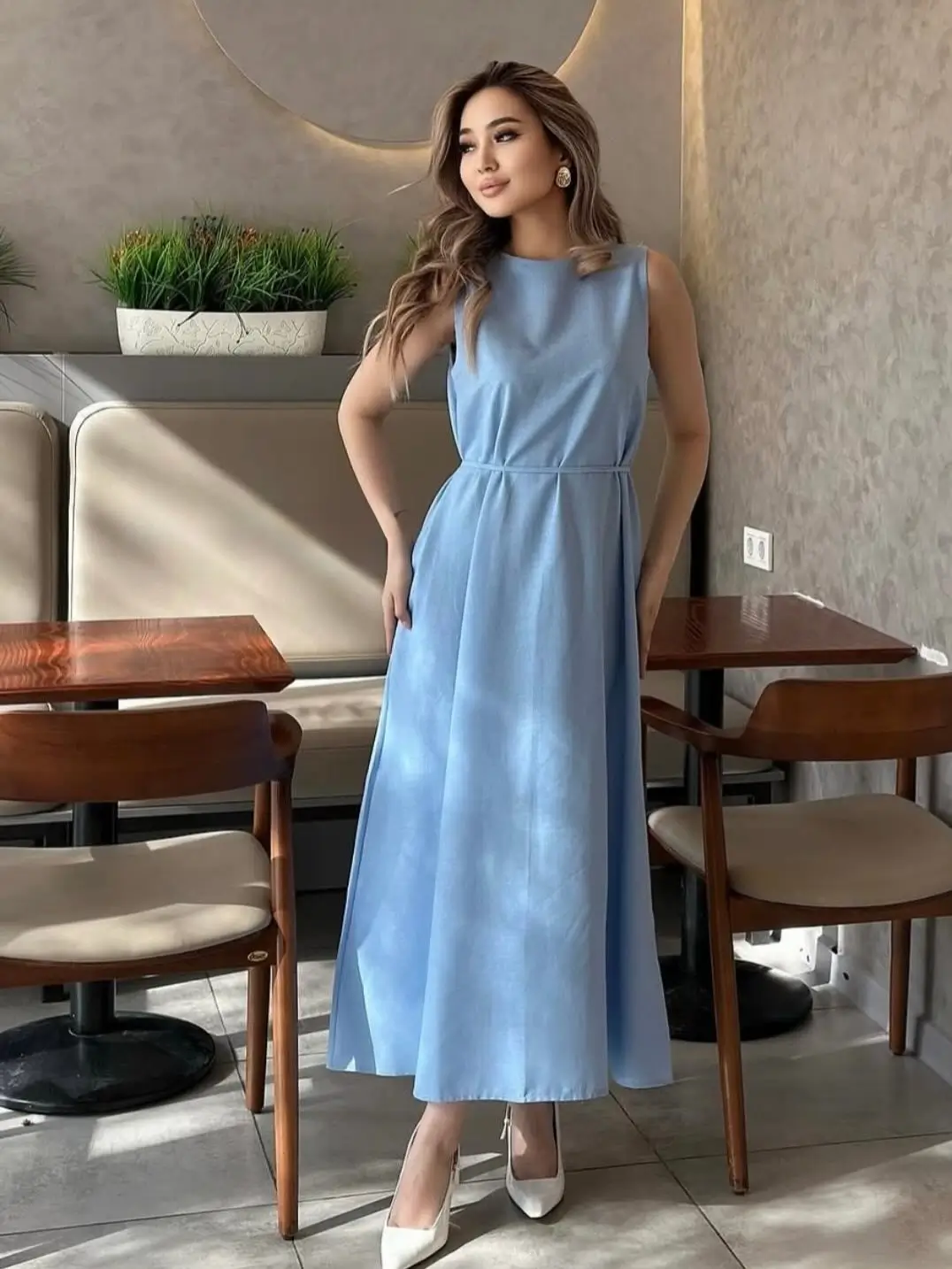 summer sundress outfits 2026 Minimal Blue Midi That Feels Like a Reset