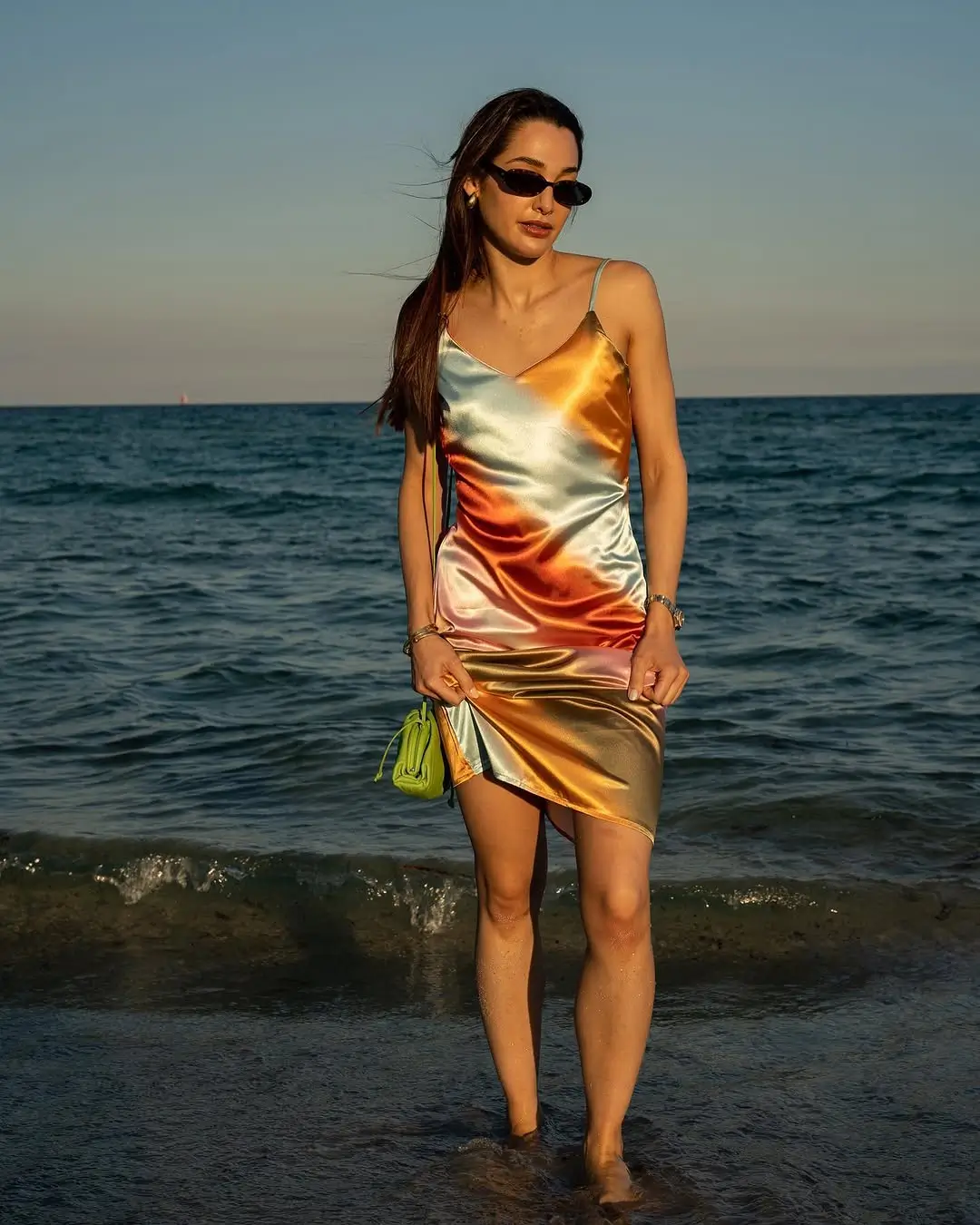 summer sundress outfits 2026 Sunset Satin and Bold Color Play