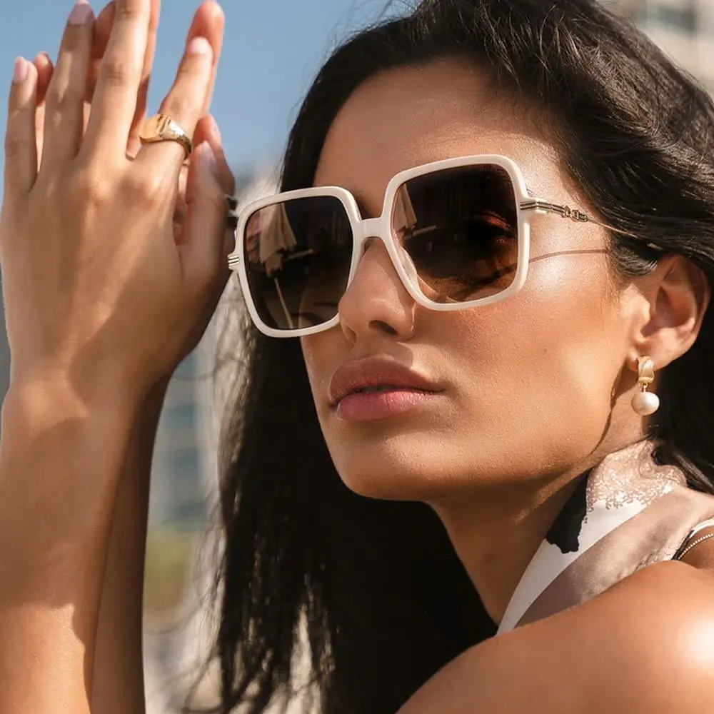 summer sunglasses for women 2026 Oversized Cream Frames with Modern Glam