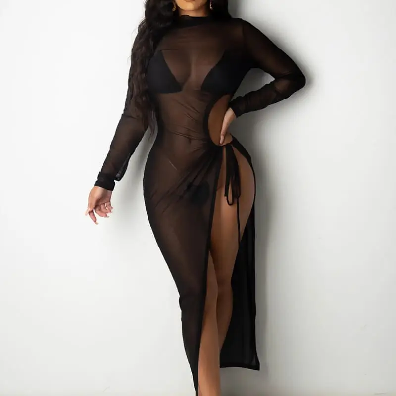 summer swimsuit cover ups 2026 Sheer Black Dress That Feels Like Evening By The Water