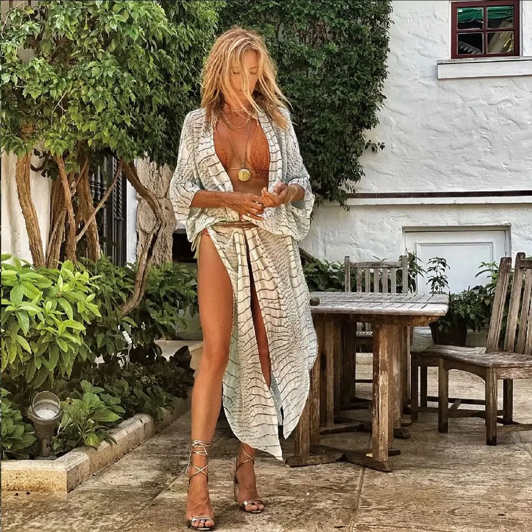 summer swimsuit cover ups 2026 Relaxed Wrap Look With Scarf Styling