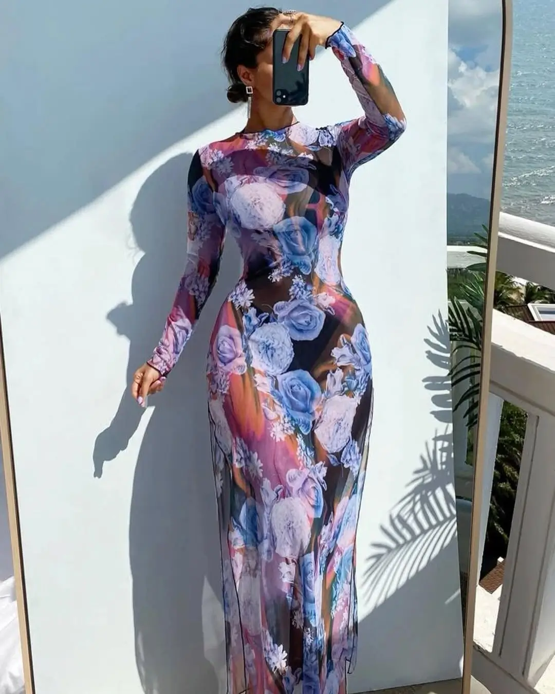 summer swimsuit cover ups 2026 Sheer Floral Illusion Maxi That Turns Heads Without Trying