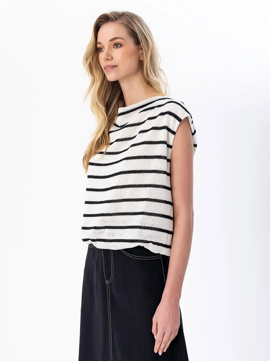summer tops outfit 2026 Striped Knit Simplicity with a Modern Twist