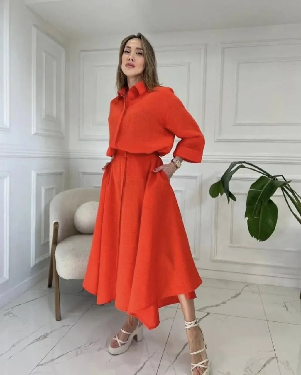 summer vacation outfits 2026 Bold Red Midi Dress That Carries the Whole Look