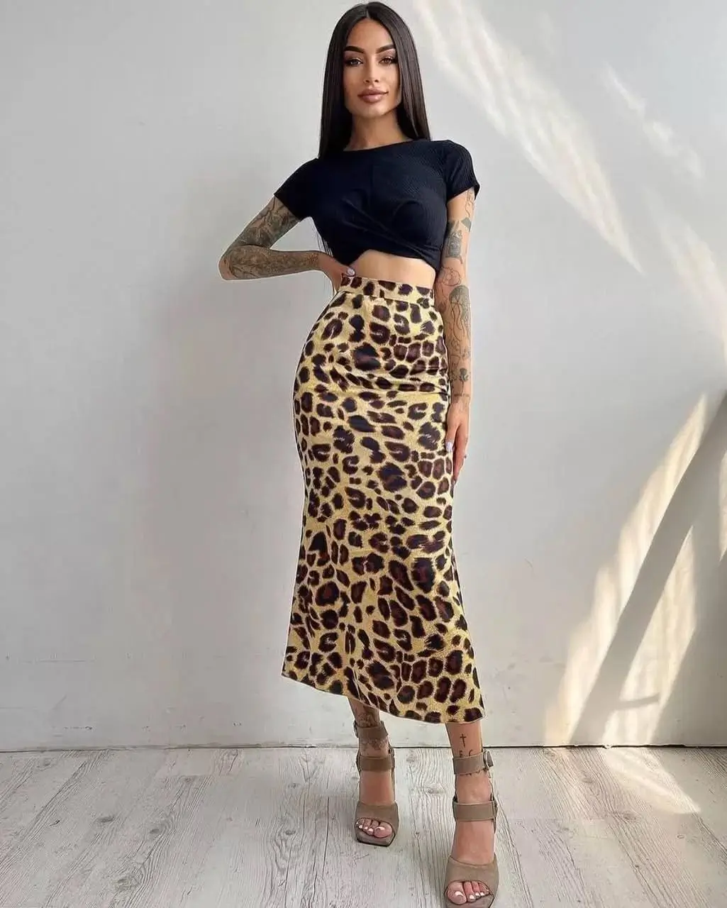 summer vacation outfits 2026 Leopard Midi Skirt with a Bold City Edge