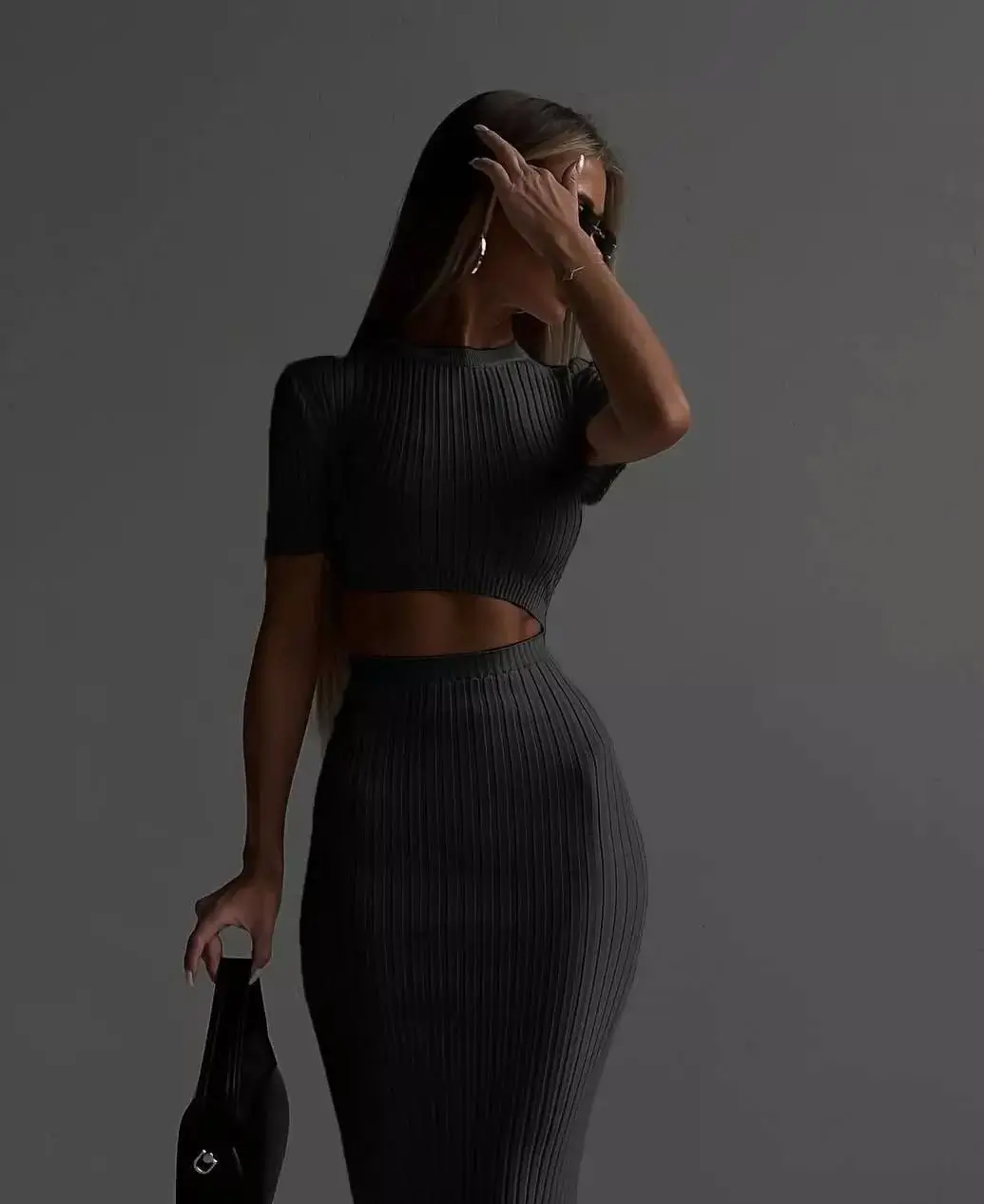 summer vacation outfits 2026 Sculpted Black Set for Minimal Night Moments