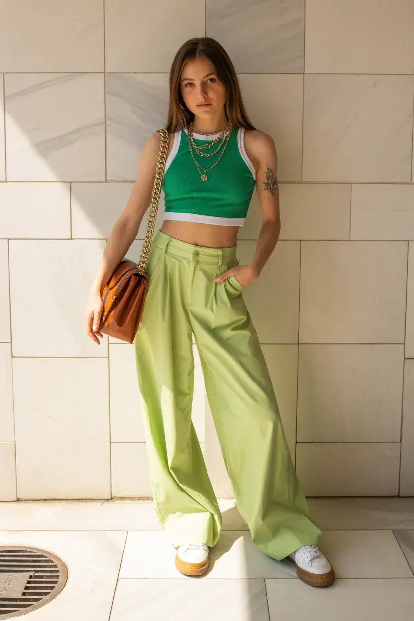teen girls summer outfits 2026 Fresh Green Palette with Euro Summer Energy