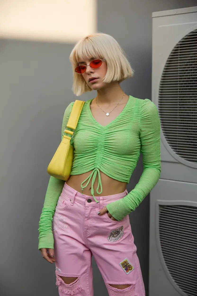 teen girls summer outfits 2026 Playful Color Clash with Y2k Mood