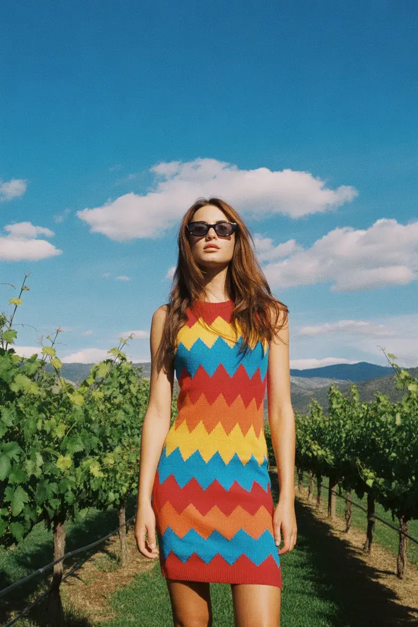 teen girls summer outfits 2026 Colorful Zigzag Knit with Bold Euro Summer Energy